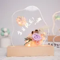 Veilleuse DIY en fleurs éternelles avec base en bois et tableau mémo LED en acrylique - Emballage Boîte Cadeau / Violet