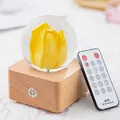 Tulip preserved flower rechargeable night light with wooden base and wireless remote control - Wood Base Yellow Tulip Bluetooth (Preserved Flower Night Light) / Touch Dimmable + Remote