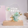Veilleuse fleur éternelle avec rose bleue et socle en bois lumineux pour notes DIY - Emballage Boîte Cadeau / Bleu