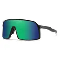 Occhiali da sole sportivi polarizzati da ciclismo con lenti a specchio sfumate blu - Montatura Nera Specchio Verde