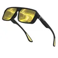 Black frame polarized sports sunglasses with yellow mirrored lenses for cycling and driving - Polarized / Black Frame Night Vision Yellow Lens