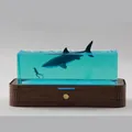 Luce notturna creativa in resina e legno con squalo e sub per decorazione casa ufficio - Squalo