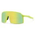 Neon yellow polarized sports sunglasses with large mirrored wrap-around lens. - Yellow Frame Gold Mirror Lens