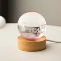 Creative crystal ball night light with white deer and LOVE design on wooden base - Loving Elks (Plug-in)