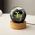 Resin crystal ball night light with deer and mountain scene on wood base - Mountain Elk (Plug-in)