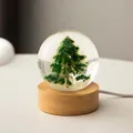 Creative crystal ball night light with Christmas tree and reindeer on a wooden base - Christmas Elk (Plug-in)