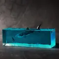 Handmade resin ocean night light featuring a Great White Shark and diver model - Megalodon / Standard Ornament
