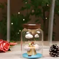 Decorative night light in glass jar with miniature mountain and house - House Landscape
