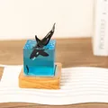 Ocean orca resin night light micro landscape with handcrafted warm wooden base for decor - Orca (USB Plug-in RGB Base) / 5cm