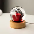 Creative dragon resin crystal ball night light with wooden base for bedroom decor - Black Dragon Crystal (Plug-in)