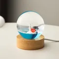 Creative crystal ball night light featuring white reindeer and LOVE heart on wooden base - Love Elk (Plug-in)
