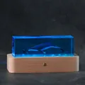 Creative ocean-themed resin whale night light with premium solid wood base for desktop decor - Humpback Whale / Plug-in Version