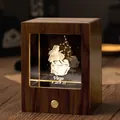 Virgo zodiac crystal night light in walnut wooden frame gift box - Virgo / Walnut