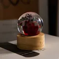 Creative resin dragon crystal ball night light with a wooden base for bedroom decor - Black Dragon Crystal (Rechargeable)