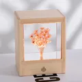 Wooden framed glowing resin eternal flower night light ornament for creative gift - Maple-Square Red Daisy / Seven-Color + Three-Color Dimming