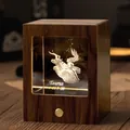 Wooden night light with engraved Taurus zodiac crystal for a premium birthday gift - Taurus / Walnut