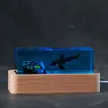 Ocean resin orca whale night light with solid wood base creative desktop ornament - Killer Whale / Plug-in Version