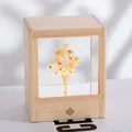 Creative resin night light with preserved daisy flowers in a wooden frame - Maple-Square Yellow Daisy / Seven-Color + Three-Color Dimming