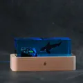 Exquisite handmade ocean resin orca whale night light with premium solid wood base - Killer Whale / Rechargeable Model