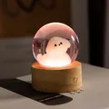 Creative resin crystal ball night light with cute Bichon dog and wooden base for bedroom decor - Cute Dog (Rechargeable)