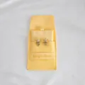 Pochette à bijoux en velours microfibre jaune pour le rangement des boucles d'oreilles - Ensemble avec Bande et Porte-Carte / 8x8cm Plus 6x6cm / Jaune