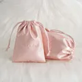Elegant rose gold PU leather drawstring pouch for jewelry and luxury accessories - Light Pink