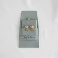 Pochette à bijoux élégante en microfibre grise pour boucles d'oreilles et bagues - Ensemble avec Bande et Porte-Carte / 8x8cm Plus 6x6cm / Vert clair