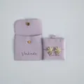 Light purple velvet jewelry pouch with snap button and matching earring insert board - Pouch With Card Set / 8x8cm Pouch and 6x6cm Card / Light Purple