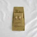 Pochette à bijoux premium en velours microfibre verte avec des boucles d'oreilles - Ensemble avec Bande et Porte-Carte / 8x8cm Plus 6x6cm / Vert Militaire