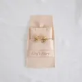 Pochette à bijoux élégante en daim microfibre pêche avec sangle et carte d'insertion - Ensemble avec Bande et Porte-Carte / 8x8cm Plus 6x6cm / Beige