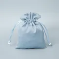 High quality light blue satin drawstring pouch for jewelry and accessory storage - Light Blue