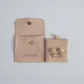 Premium pink microfiber jewelry storage pouch with snap button and earring insert - Pouch With Card Set / 8x8cm Pouch and 6x6cm Card / Nude Pink