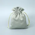 Sage green satin drawstring pouch for jewelry and gift storage, silk finish - Light Green