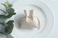 Elegant cream faux leather microfiber drawstring jewelry pouch for necklaces and earrings - 7*8cm / Beige
