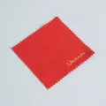 Red microfiber jewelry cleaning cloth with gold logo and serrated edges for screens - 8x8cm / Red