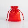 Small red satin drawstring pouch with smooth silk texture for jewelry gift packaging - 7x9cm / Red