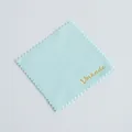 Light blue microfiber cleaning cloth for glasses and jewelry with gold-stamped logo - 8x8cm / Light Blue