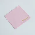Soft pink double-sided microfiber jewelry cleaning cloth with elegant gold stamped logo - 8x8cm / Light Pink