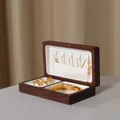 Premium black walnut wooden jewelry box with white velvet lining for organized storage. - Black Walnut