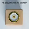 Square wooden keepsake box for fetal hair with golden frame and dried flower detail - Maple Box with Chrysanthemum Specimen