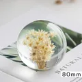 Boule de cristal 80mm exquise avec des fleurs blanches préservées à l'intérieur - Style Marguerite Jaune / Pack de 80mm / Jaune