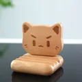 Simpatico supporto per telefono in legno a forma di gatto, supporto da scrivania naturale - Forma di Gattino (Legno di Faggio)