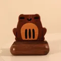Incantevole supporto per telefono a forma di rana in legno di noce e faggio naturale - Forma di Rana (Noce Nero)