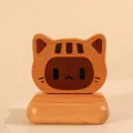 Simpatico supporto per telefono in legno a forma di gatto con venature naturali - Forma di Gattino (Giunzione di Faggio)