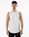Front view detail of a white breathable sleeveless basketball tank top for men's workout - S / Tops / White