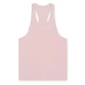 Close-up of a light pink racerback gym tank top for men with breathable fabric. - S / Tops / Lotus Pink