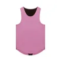 Detailed views showing the texture and back lining of men's pink sports tank top. - S / Tops / Violet