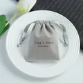 Premium small gray velvet drawstring gift pouch for jewelry storage and packing - 5*7cm / Gray