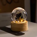 Fantasy dragon crystal ball night light with glowing wooden base decor - Silver Dragon Treasure (Rechargeable)