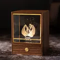 Δίδυμοι 3D κρυστάλλινο νυχτερινό φως με ξύλινη βάση και ζεστό LED αστερισμό διακόσμηση - Τετράγωνο (Δίδυμοι)